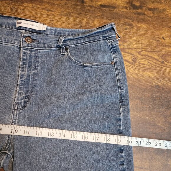 Levi's Jeans Size 16 Straight 505 High Rise Medium Light Wash Stretch Western - Picture 8 of 12